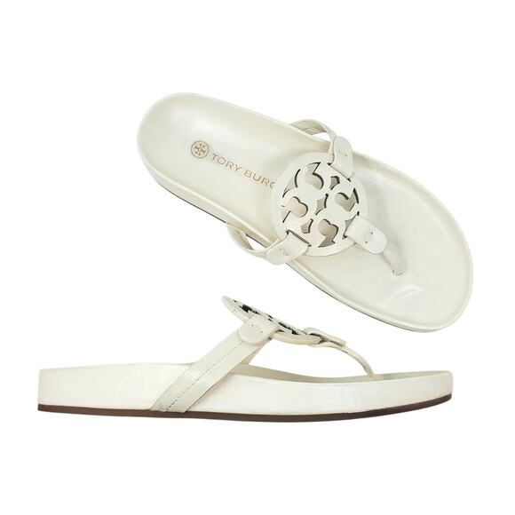 Tory Burch Shoes - Tory Burch Miller Cloud Leather Thong Sandal Calf Leather New Ivory 81032 Size 8